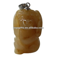 Carved Dog shaped Aventurine stone pendant